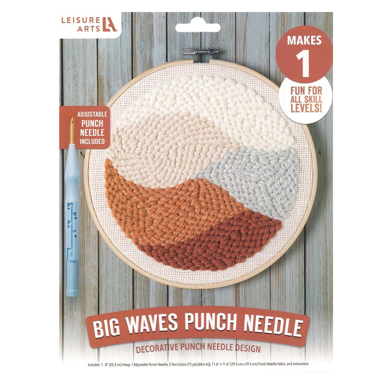 Leisure Arts Punch Needle Kit – Big Waves Design for Beginners, DIY Embroidery Craft Kit for Adults, Includes Fabric, Yarn, and Tools for Easy Needlework Projects